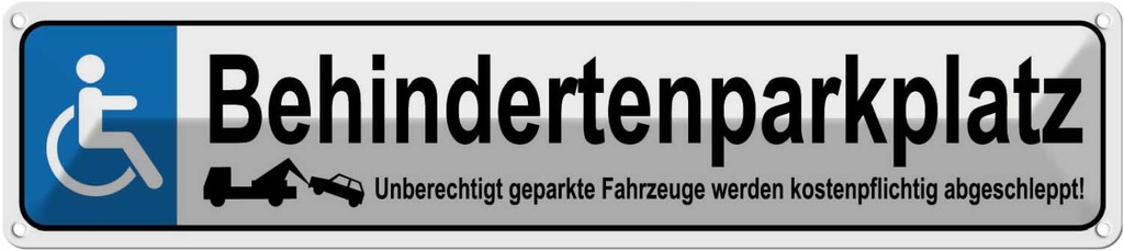 [LA-120386] Blechschild 10x46 cm Behindertenparkplatz Parkplatzschild