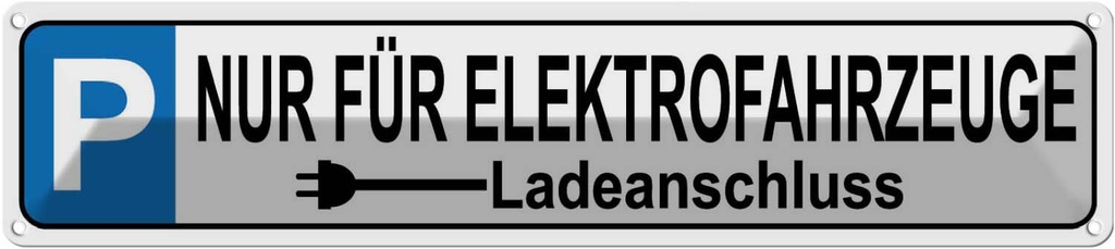 [LA-120397] Blechschild 10x46 cm Parkplatz nur Elektrofahrzeuge Parkplatzschild