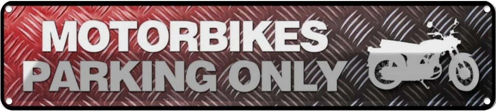 [LA-120436] Blechschild 10x46 cm Motorbikes Parking only Parkplatzschild