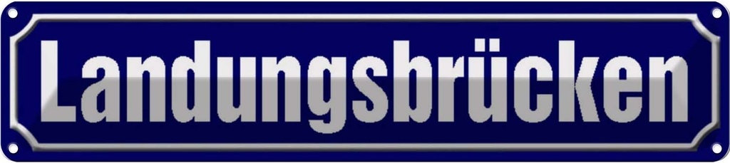 [LA-120456] Blechschild 10x46 cm Landungsbrücken Hamburg Abenteuer Reisen Straße Stadt Urlaub