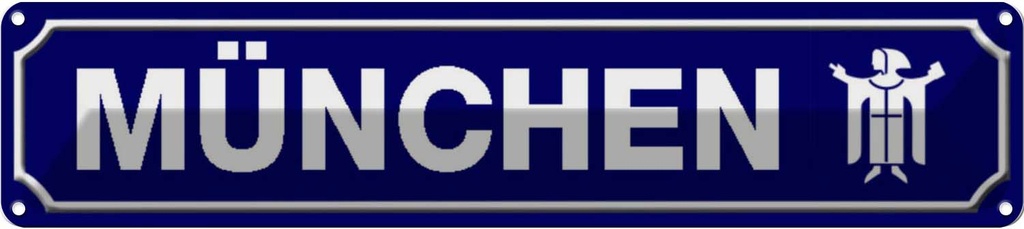 [LA-120488] Blechschild 10x46 cm München Wappen Flagge Abenteuer Reisen Urlaub