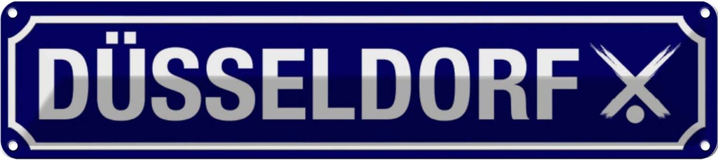 [LA-120490] Blechschild 10x46 cm Düsseldorf Wappen Flagge Abenteuer Reisen Urlaub