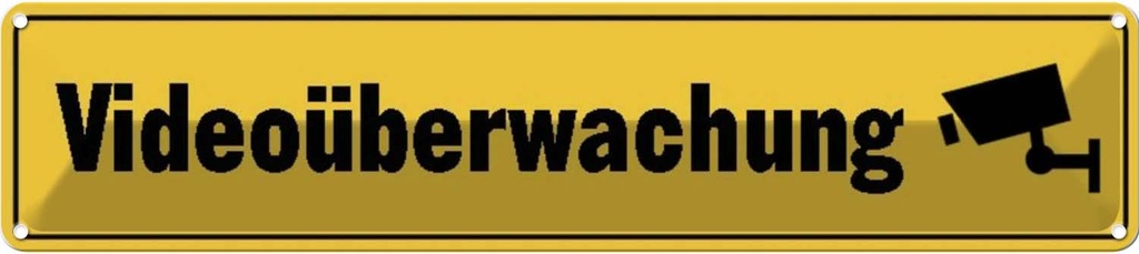 [LA-120507] Blechschild 10x46 cm Videoüberwachung Warnschild Hinweisschild Sicherheit Vorsicht