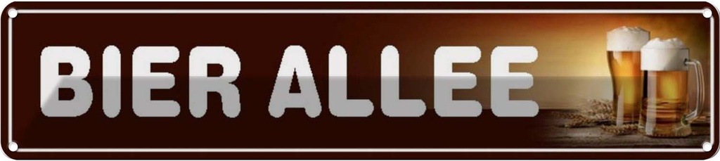 [LA-120521] Blechschild 10x46 cm Alkohol Bier Allee Biertinker Kneipe Bar Club