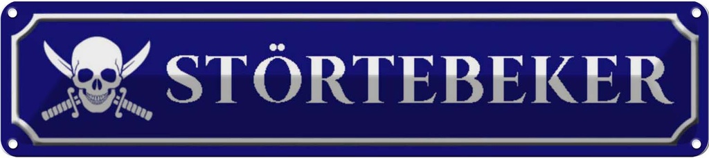 [LA-120602] Blechschild 10x46 cm Störteneker mit Totenkopf Dekoration
