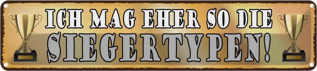 [LA-120663] Blechschild 10x46 cm ich mag eher so die Siegertypen Spruch Zitat