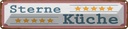 Blechschild 10x46 cm 5 Sterne Küche Kochen Essen