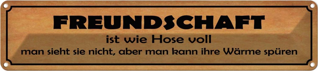 [LA-120703] Blechschild 10x46 cm Freundschaft ist wie Hose voll Familie Freunde