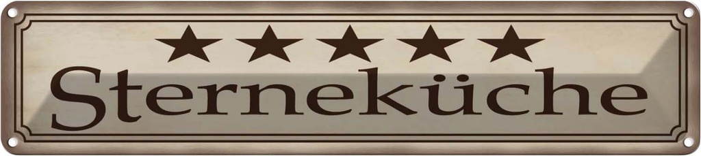 [LA-120900] Blechschild 10x46 cm 5 Sterneküche Meatll Küche Kochen Essen