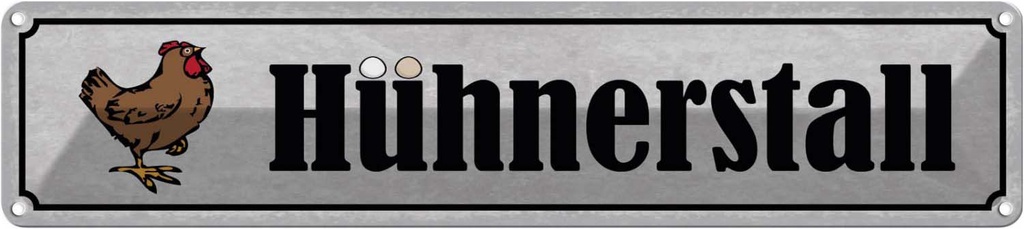 [LA-121223] Blechschild 10x46 cm Hühnerstall Eier Huhn Tier Haustier