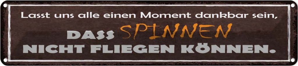 [LA-121390] Blechschild 10x46 cm spinnen nicht fliegen können Dekoration Spruch Zitat