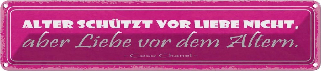 [LA-121419] Blechschild 10x46 cm Alter schützt vor Liebe nicht Dekoration