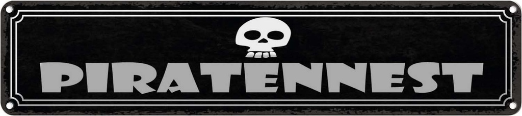 [LA-121520] Blechschild 10x46 cm Piratennest Dekoration