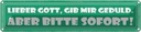 Blechschild 10x46 cm Lieber Gott, gib mir Geduld Liebe