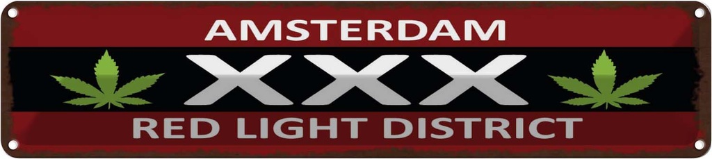 [LA-129649] Blechschild 10x46 cm Amsterdam XXX red light district