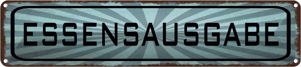 [LA-129695] Blechschild 10x46 cm Essensausgabe