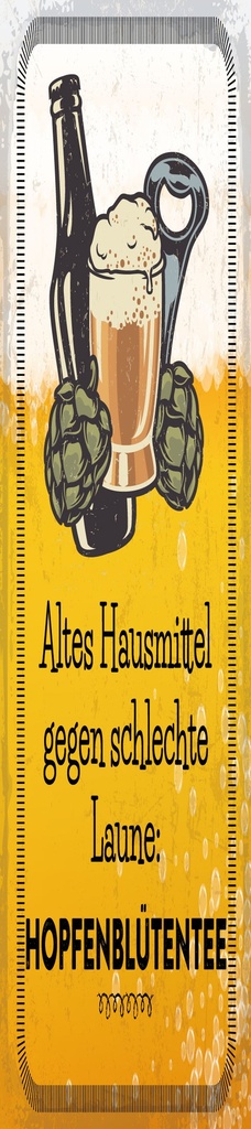 [LA-1814409] Blechschild 46x10 cm Altes Hausmittel Hopfenblütentee
