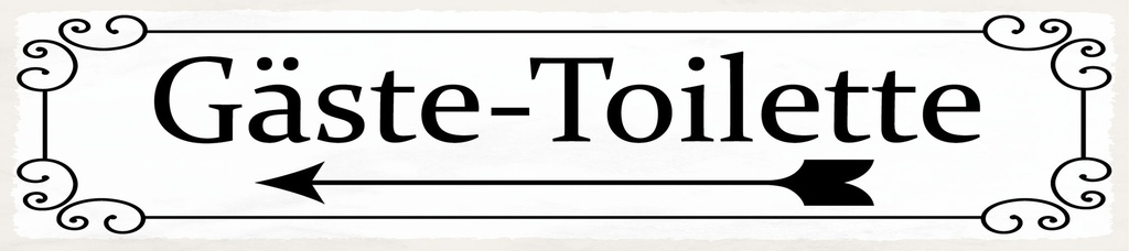 [LA-1814440] Blechschild 10x46 cm Gäste-Toilette links Pfeil