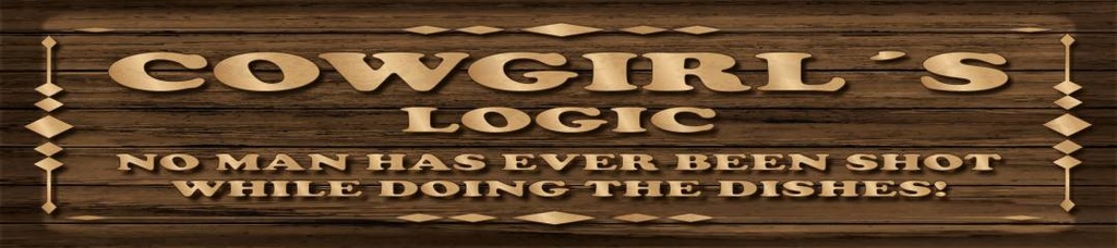 [LA-1814521] Blechschild 46x10 cm Cowgirls logic
