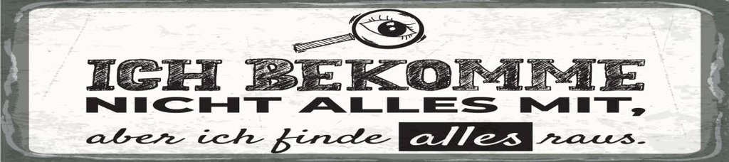 [LA-1814553] Blechschild 46x10 cm ich bekomme alles raus