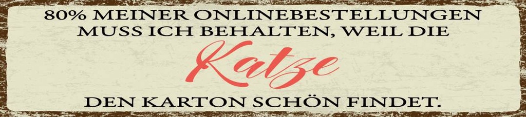 [LA-1814598] Blechschild 46x10 cm Karton behalten Katze