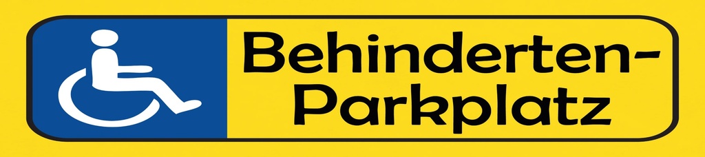 [LA-1814889] Blechschild 10x46 cm Parken  Behinderten Parkplatz gelbes