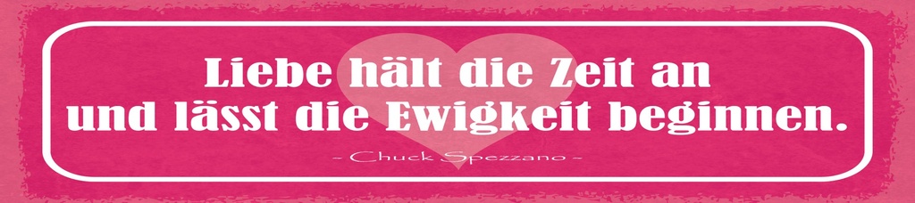 [LA-1814898] Blechschild 10x46 cm Zitat  Liebe hält die Zeit an