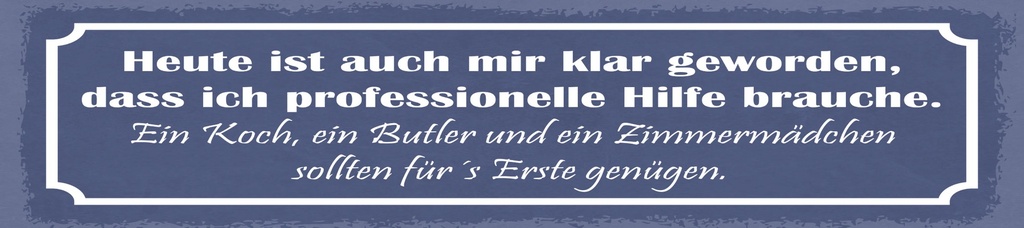 [LA-1814965] Blechschild 10x46 cm Klar geworden dass ich professionelle Hilfe brauche