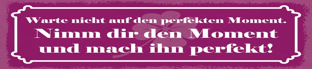 [LA-1815018] Blechschild 10x46 cm warte nicht auf den perfekten Moment
