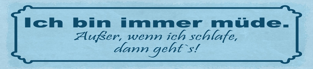 [LA-1815019] Blechschild 10x46 cm Ich bin immer müde