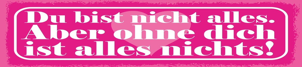 [LA-1815063] Blechschild 10x46 cm Du bist nicht alles. Aber ohne dich