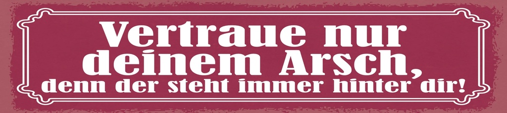 [LA-1815136] Blechschild 10x46 cm Vertrau nur deinem Arsch