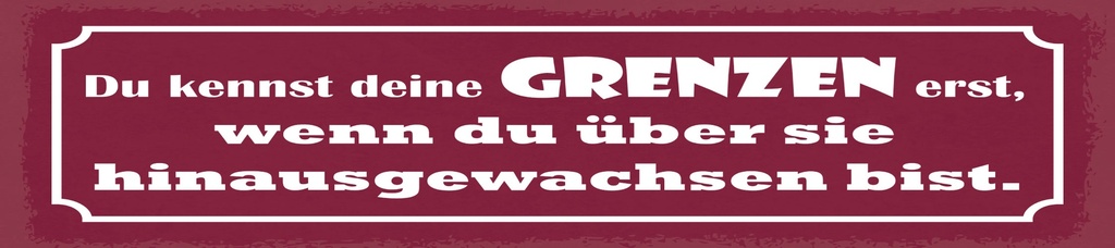 [LA-1815156] Blechschild 10x46 cm Du kennst deine Grenzen erst, wenn