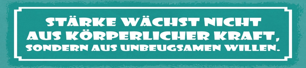 [LA-1815169] Blechschild 10x46 cm Stärke wächst nicht aus körperlicher Kraft grünes