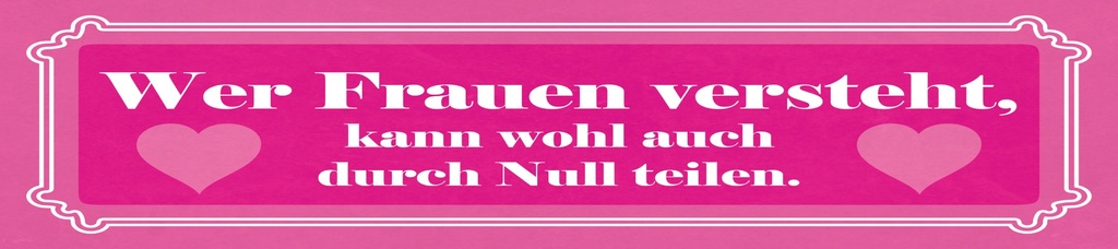 [LA-1815303] Blechschild 10x46 cm Wer Frauen versteht, kann wohl auch durch 0 teilen