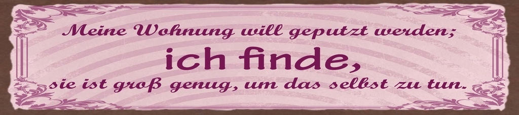 [LA-1815347] Blechschild 10x46 cm meine Wohnung will geputzt werden