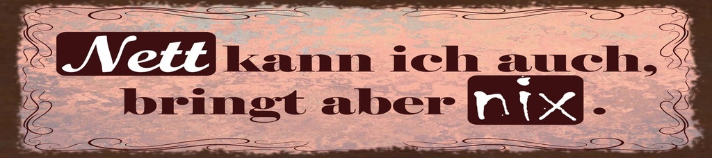 [LA-1815352] Blechschild 10x46 cm NETT kann ich auch, bringt aber NIX