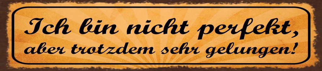 [LA-1815549] Blechschild 10x46 cm Ich bin nicht perfekt, aber trotzdem sehr gelungen