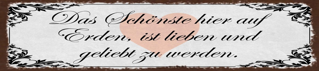 [LA-1815576] Blechschild 10x46 cm Das Schönste hier auf Erden, ist lieben