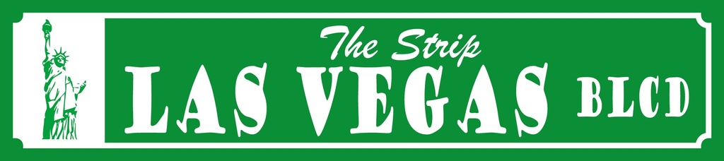 [LA-1815601] Blechschild 10x46 cm The Strip Viva Las Vegas BLCD Freiheitsstatue