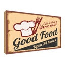 Holzschild 30x40 cm Cold drinks and warm meal Essen Trinken