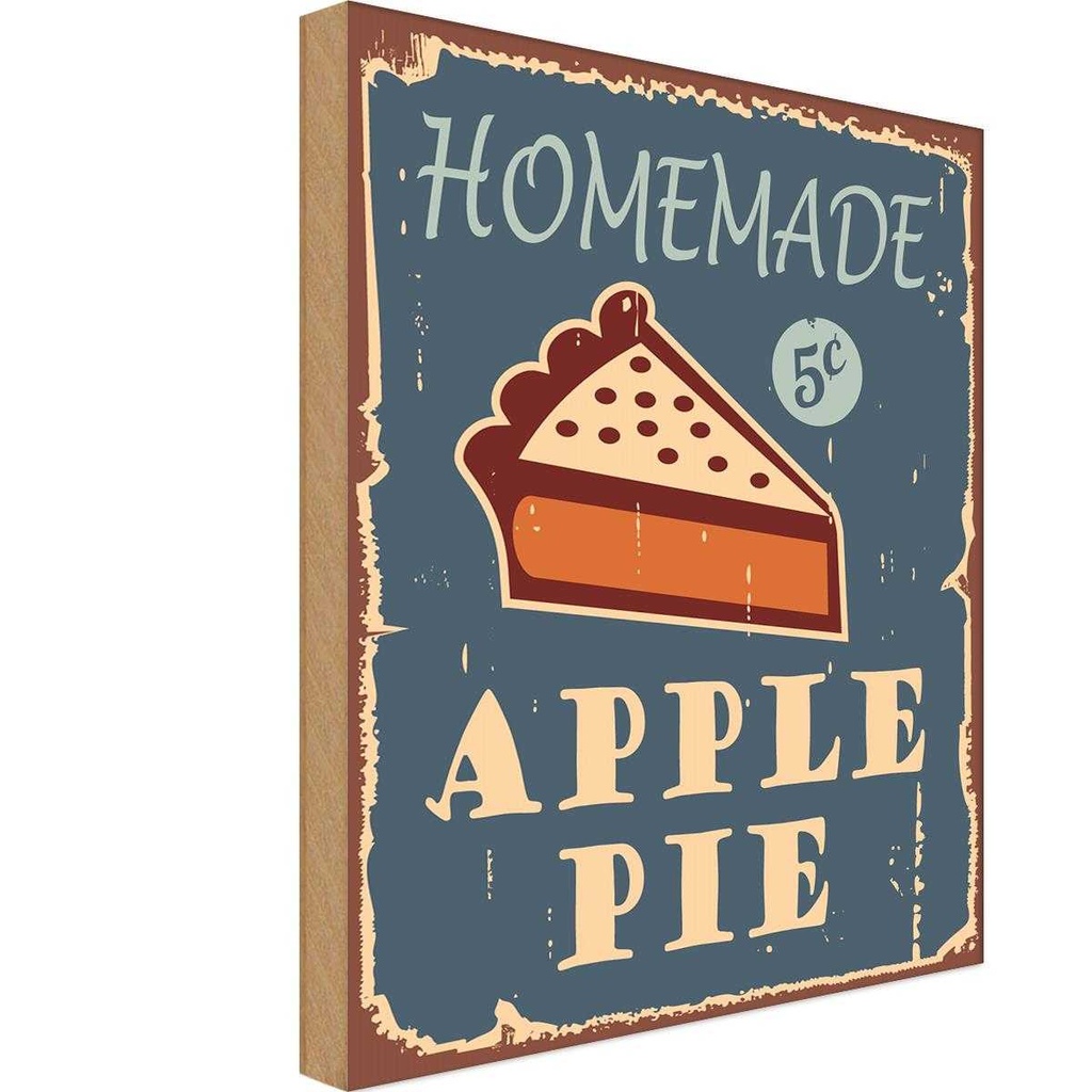 [LA-118662-H] Holzschild 40x30 cm Homemade Apple Pie Apfelkuchen Küche Kochen