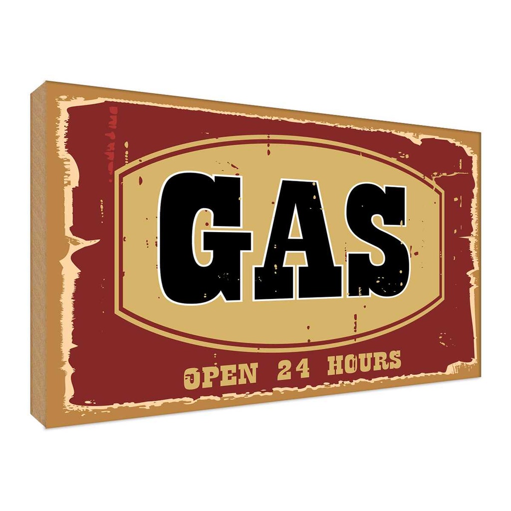 [LA-118664-H] Holzschild 30x40 cm GAS open 24 hours Warnschild Hinweisschild
