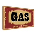 Holzschild 30x40 cm GAS open 24 hours Warnschild Hinweisschild