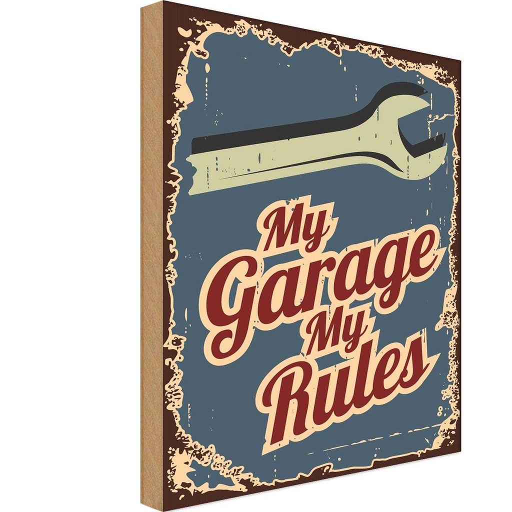 [LA-118665-H] Holzschild 40x30 cm My garage rules Dekoration