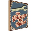 Holzschild 40x30 cm My garage rules Dekoration