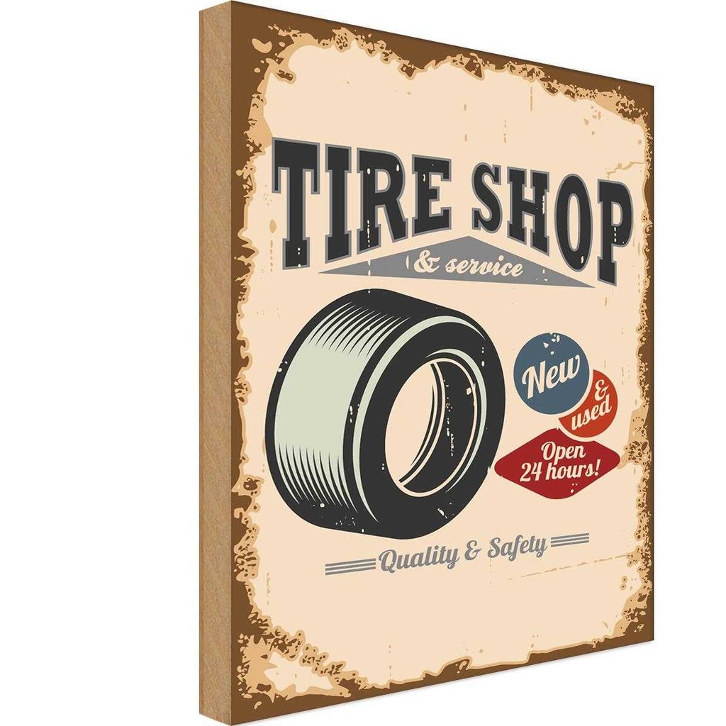 [LA-118668-H] Holzschild 40x30 cm Tire Shop Reifen Service Auto Garage Werkstatt