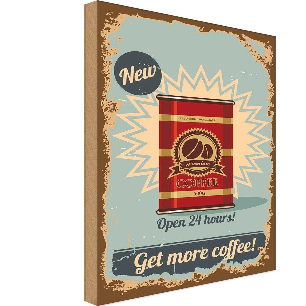 [LA-118670-H] Holzschild 40x30 cm Kaffee get more Coffee 500g Essen Trinken