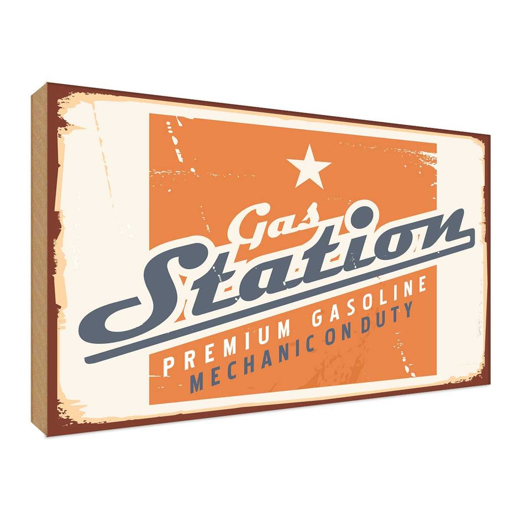 [LA-118679-H] Holzschild 30x40 cm Gas Station Premum Tankstelle Warnschild Hinweisschild