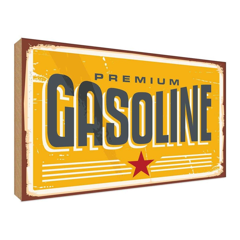 [LA-118680-H] Holzschild 30x40 cm Premum Gasoline Tankstelle Benzin Warnschild Hinweisschild